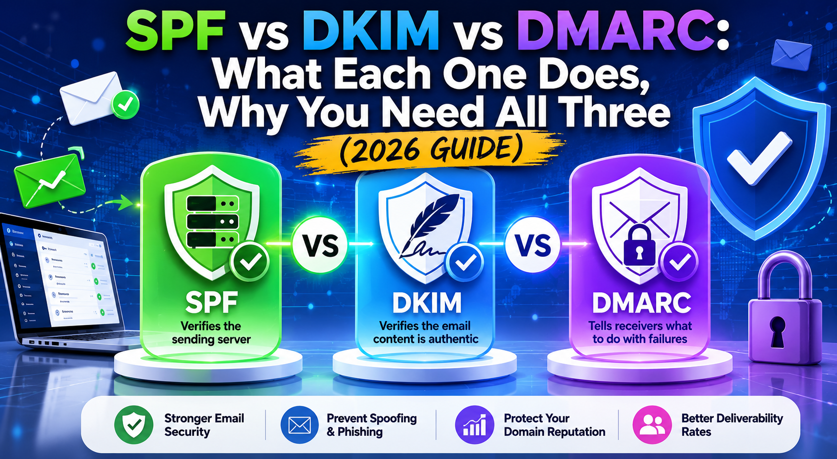 SPF vs DKIM vs DMARC: What Each One Does, Why You Need All Three (2026 Guide)